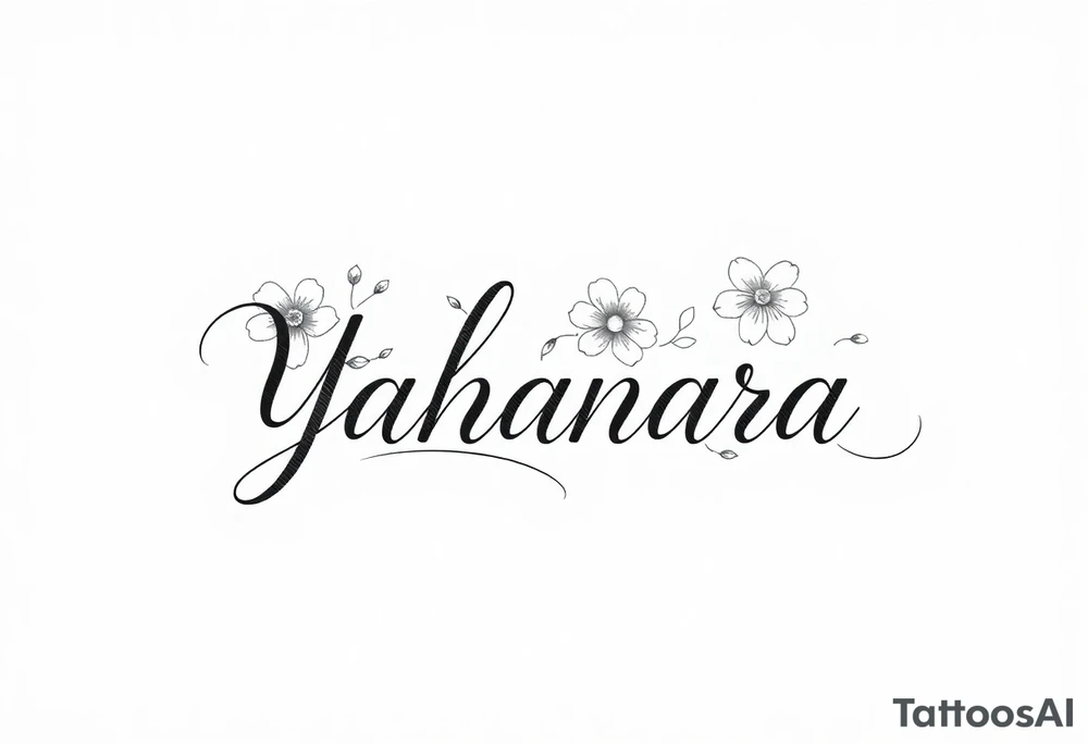 Name YAHANARA with flowers tattoo idea