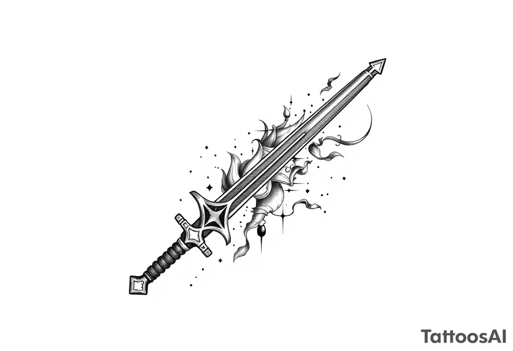 Life, sword, power, relentless, happiness tattoo idea