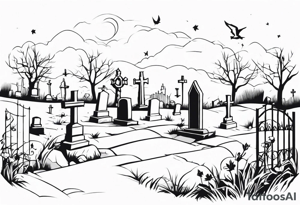 Graveyard Scene tattoo idea