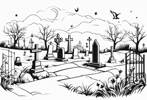 Graveyard Scene tattoo idea