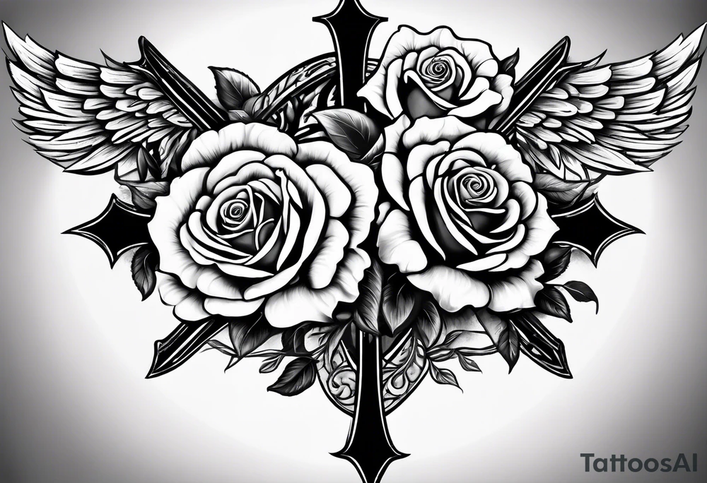 Cross that says know your worth as well as my dads birthday the 30th of August 1966 and a rose tattoo idea