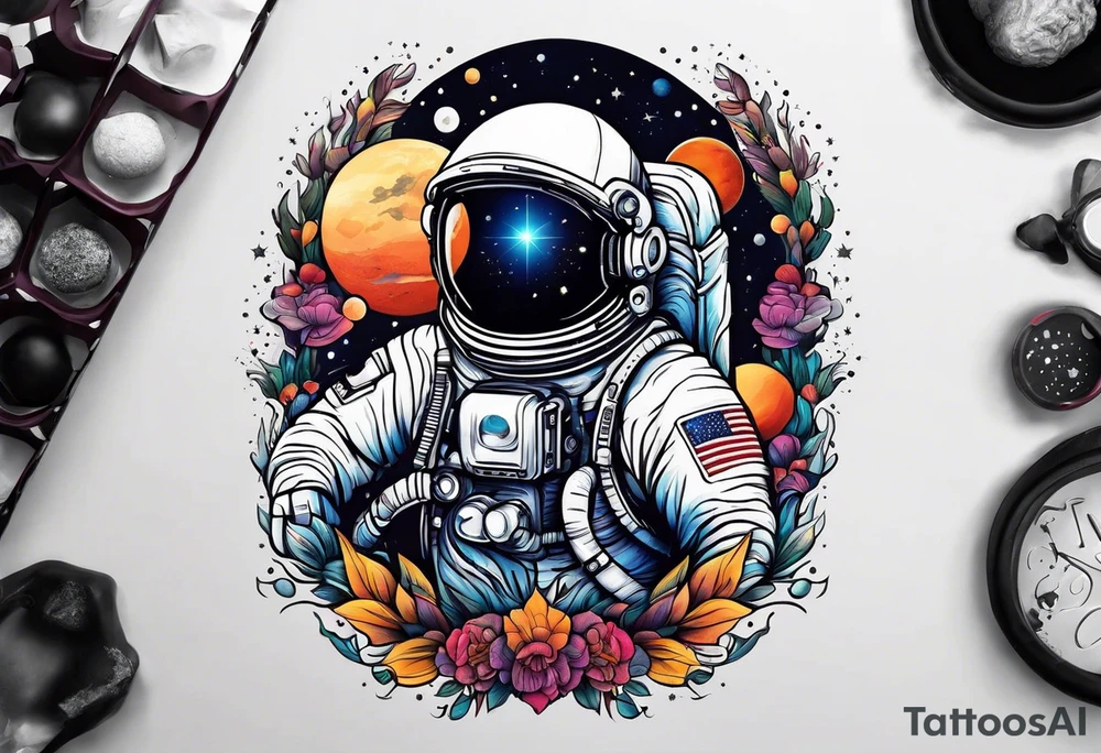 Astronaut in space tattoo idea
