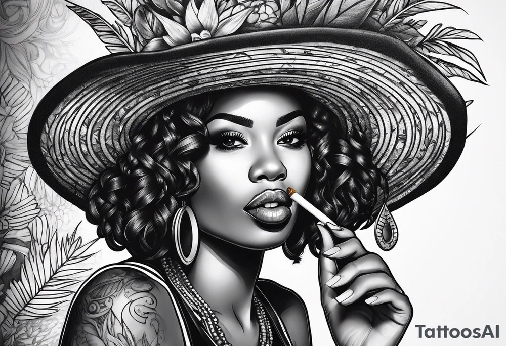 Jamaican lady smoking tattoo idea