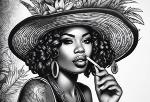 Jamaican lady smoking tattoo idea