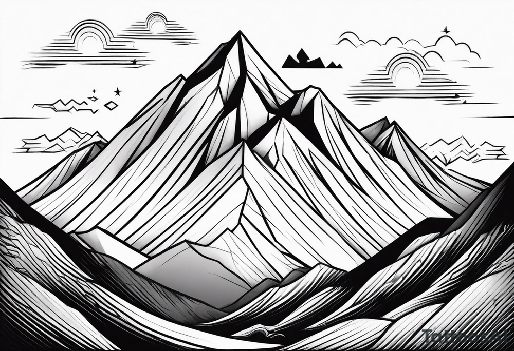 Simplified one of a single mountain tattoo idea