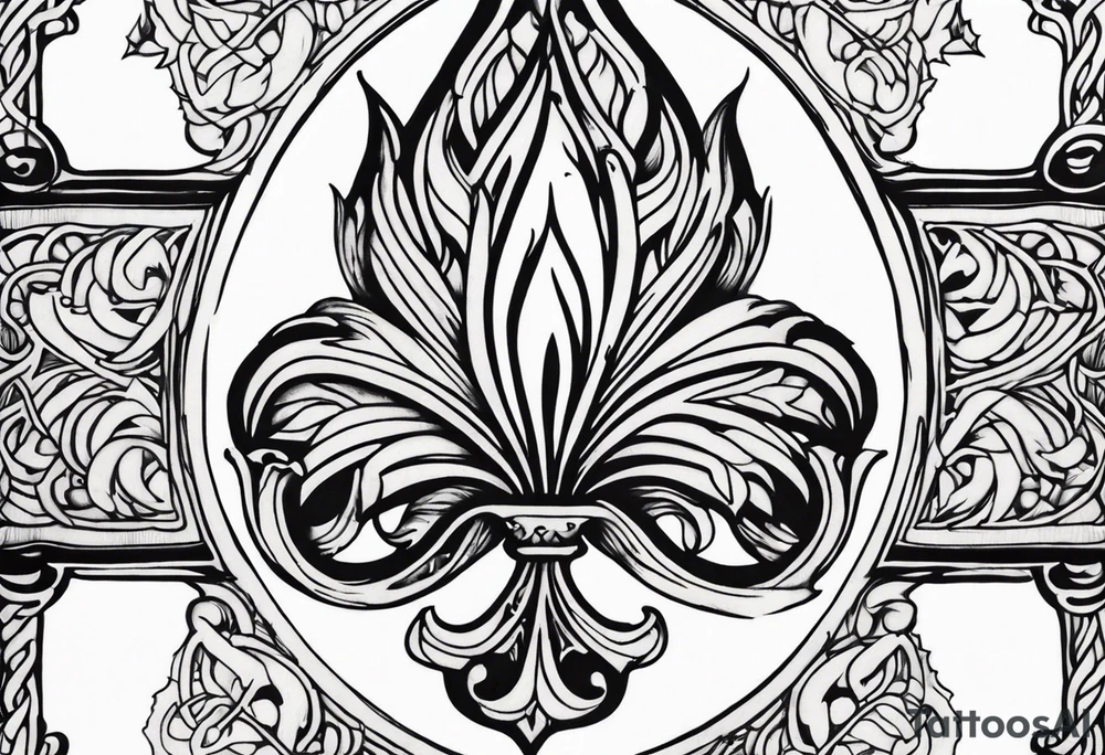 Fleur de lys celtique en flamme tattoo idea