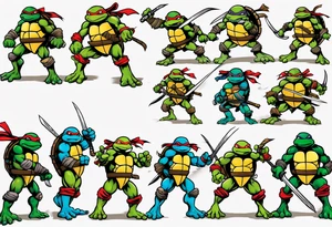 teenage mutant ninja turtles fighting sleeve tattoo idea