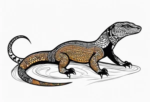 Aboriginal style goanna full body tattoo idea