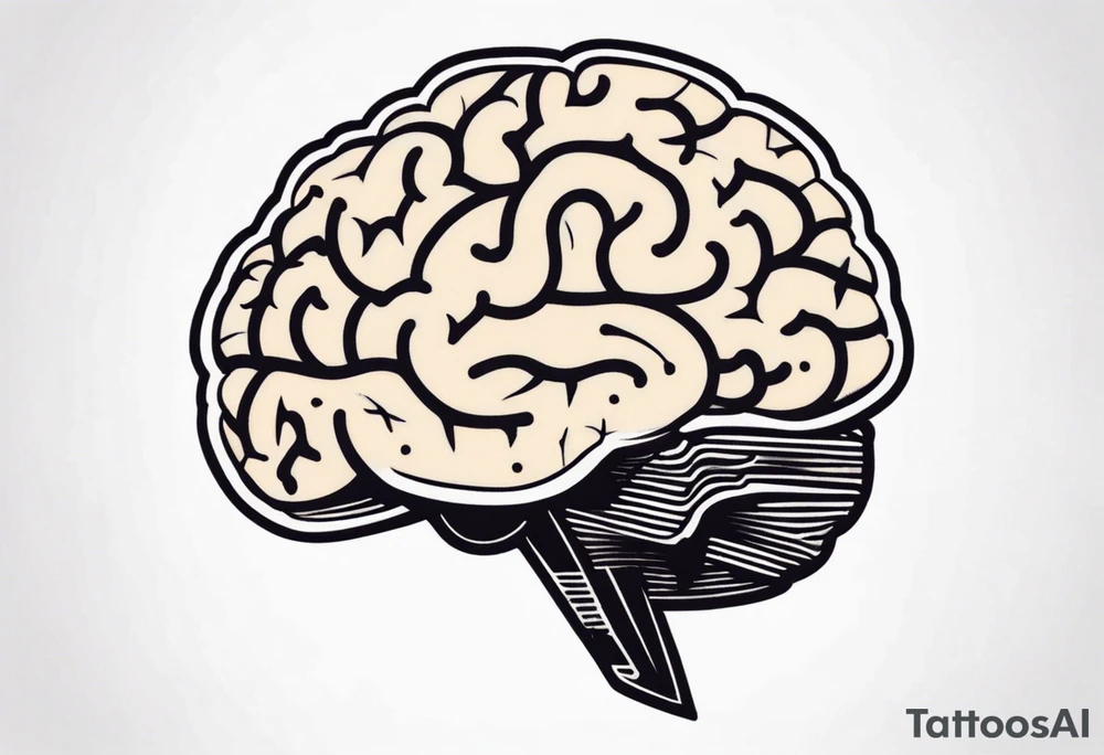 anthropomorphic brain with depression tattoo idea