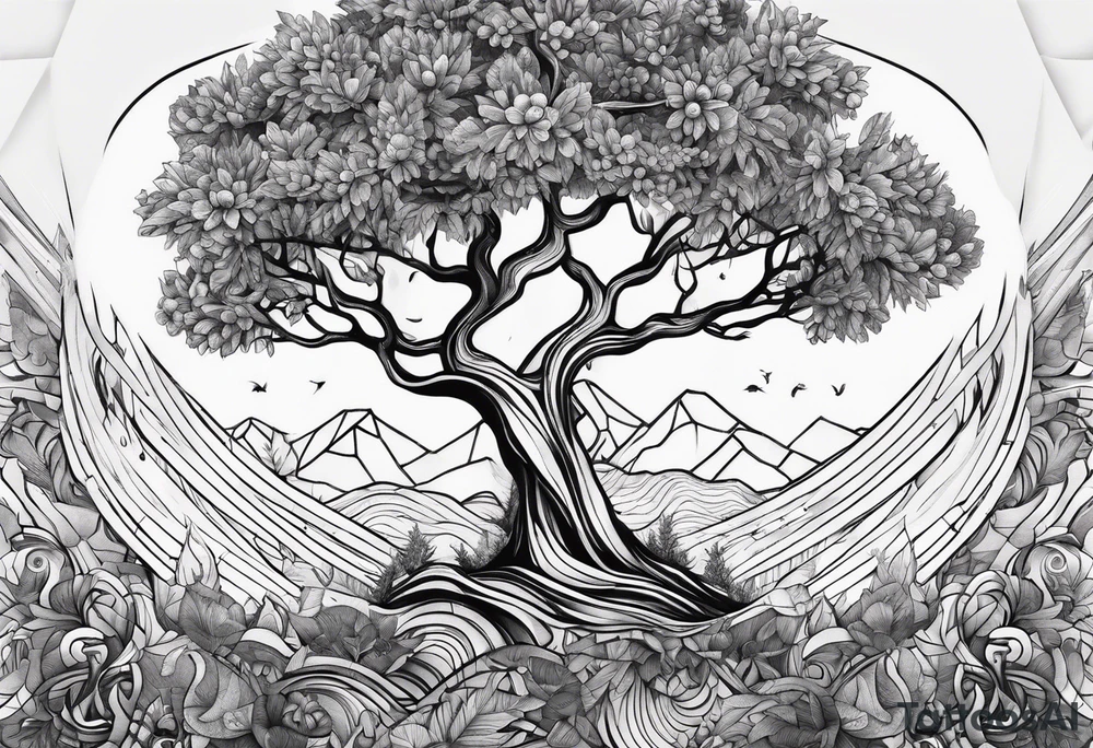A psychedelic olivevtree tattoo idea