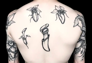 carnivorous plants neck, chest, back, and arm sleeves
I want these spots covered in these plants, ranging from venus fly traps to others tattoo idea
