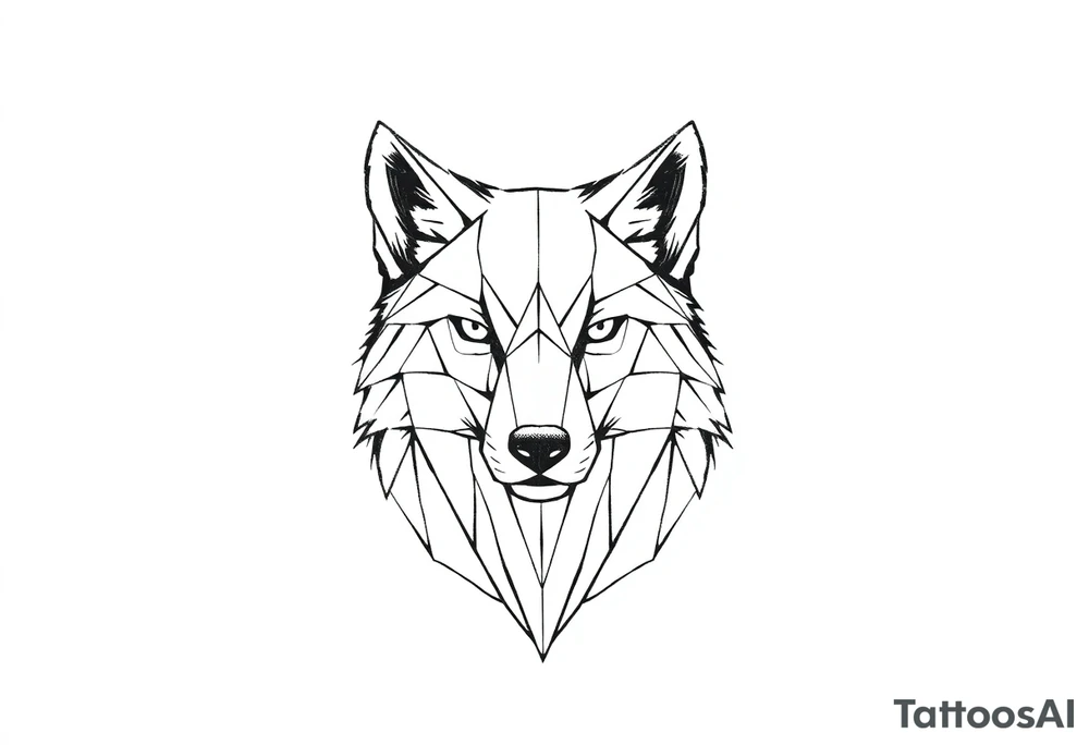 Geometric friendly  wolf tattoo idea