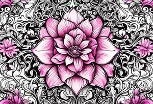 pink filigree. white background tattoo idea
