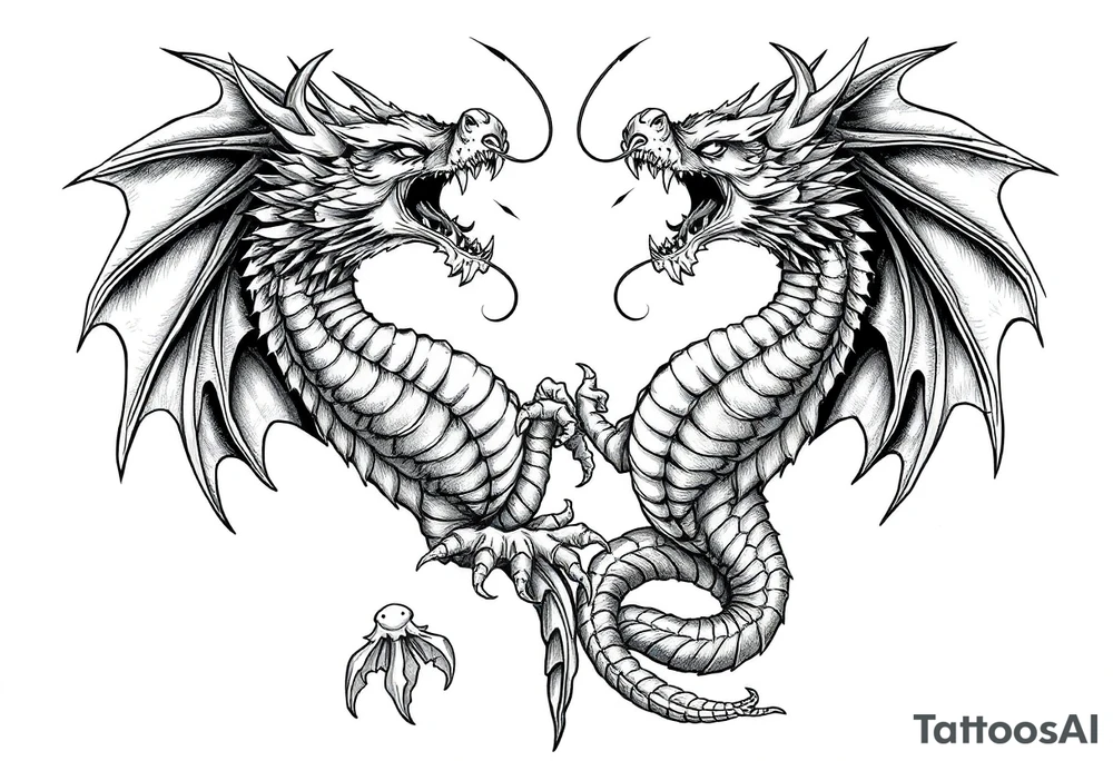 roaring dragons tattoo idea