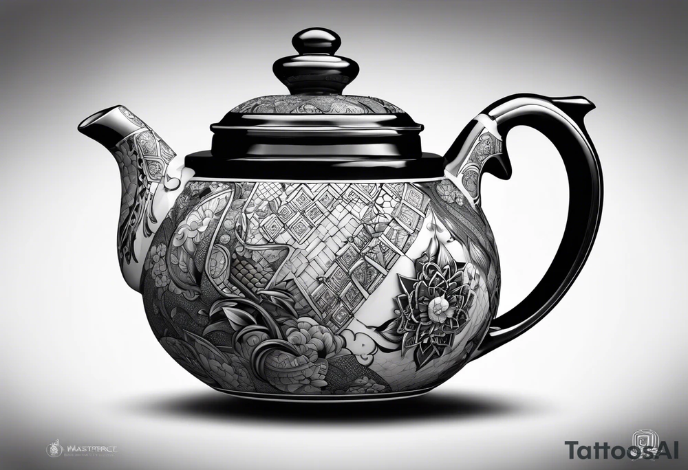 Teapot with 3-d cube tattoo idea