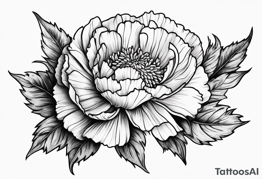 Top view flower arrangement of a carnation aster and violet tattoo idea