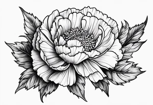 Top view flower arrangement of a carnation aster and violet tattoo idea