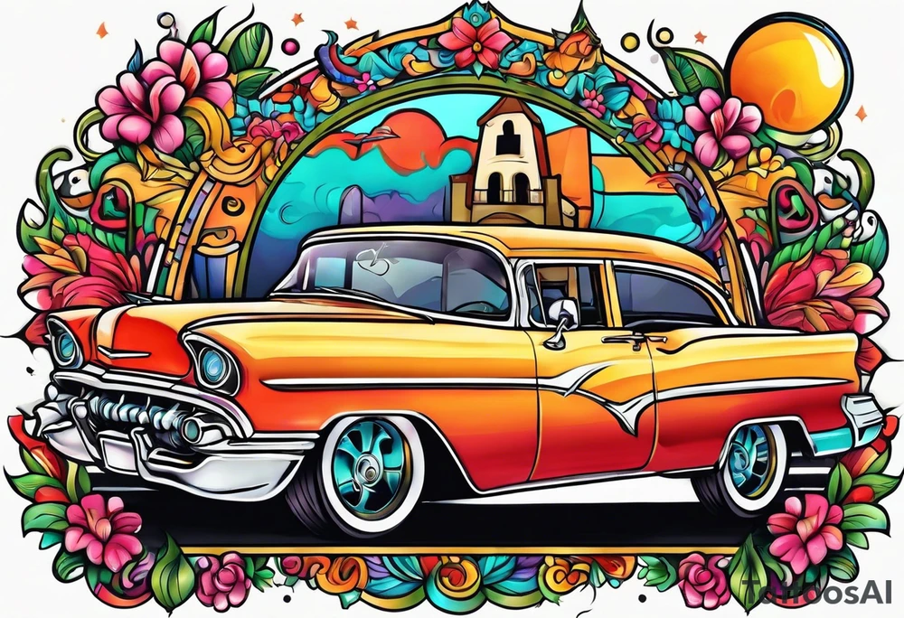 Colorfull macaras with a Cuban vibe to celebrate friendship tattoo idea