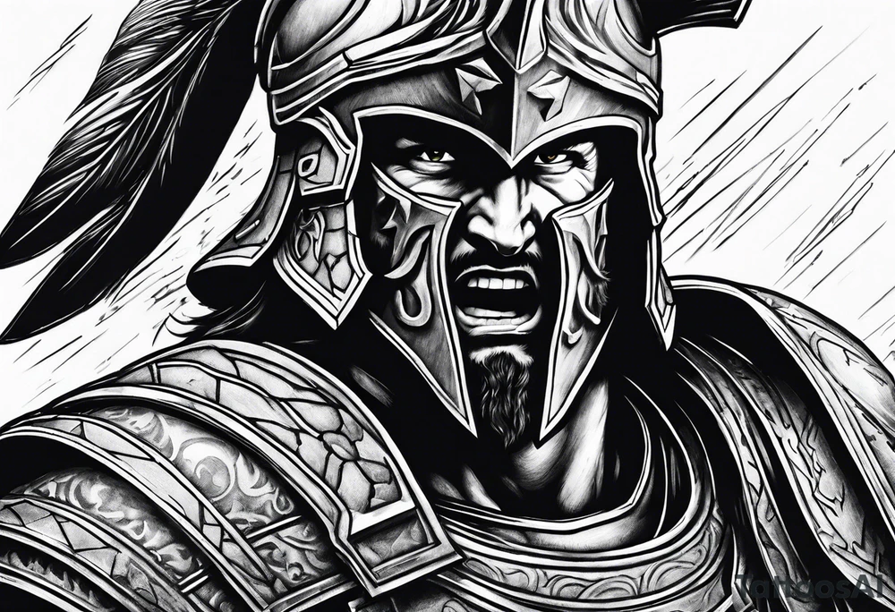spartan soldier enraged tattoo idea