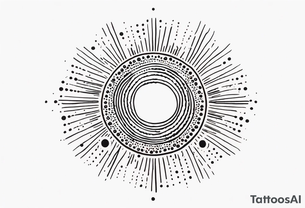 simple sun made of black dots and circles tattoo idea