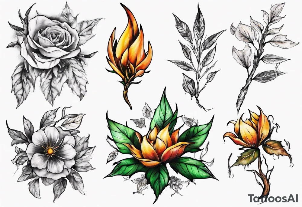 Lord of the rings flowers and leaves tattoo idea
