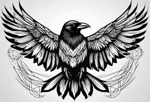 symmetrical outlines of a flying crow, without bows tattoo idea