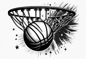 Basketball as a shooting star in a black hole that’s a basketball hoop tattoo idea