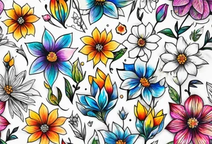 small diamond shape wildflowers tattoo idea