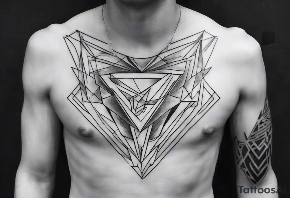 Geometric tattoo on full chest tattoo idea