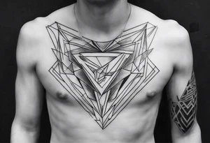 Geometric tattoo on full chest tattoo idea