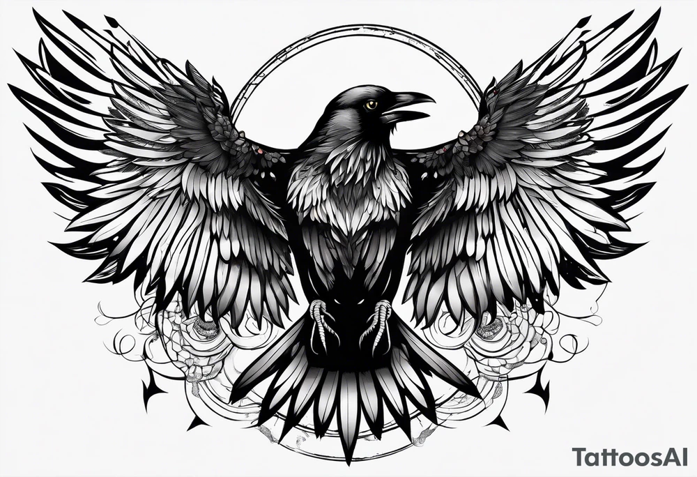 crow with open wings tattoo idea