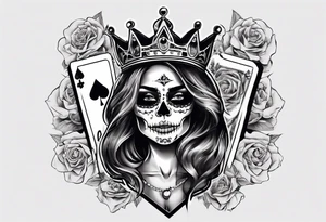 santa la muerta with money and crown
on the card tattoo idea