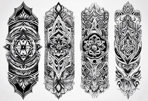 arm sleeve for a man. tribal tattoo style, symmetric, white background tattoo idea