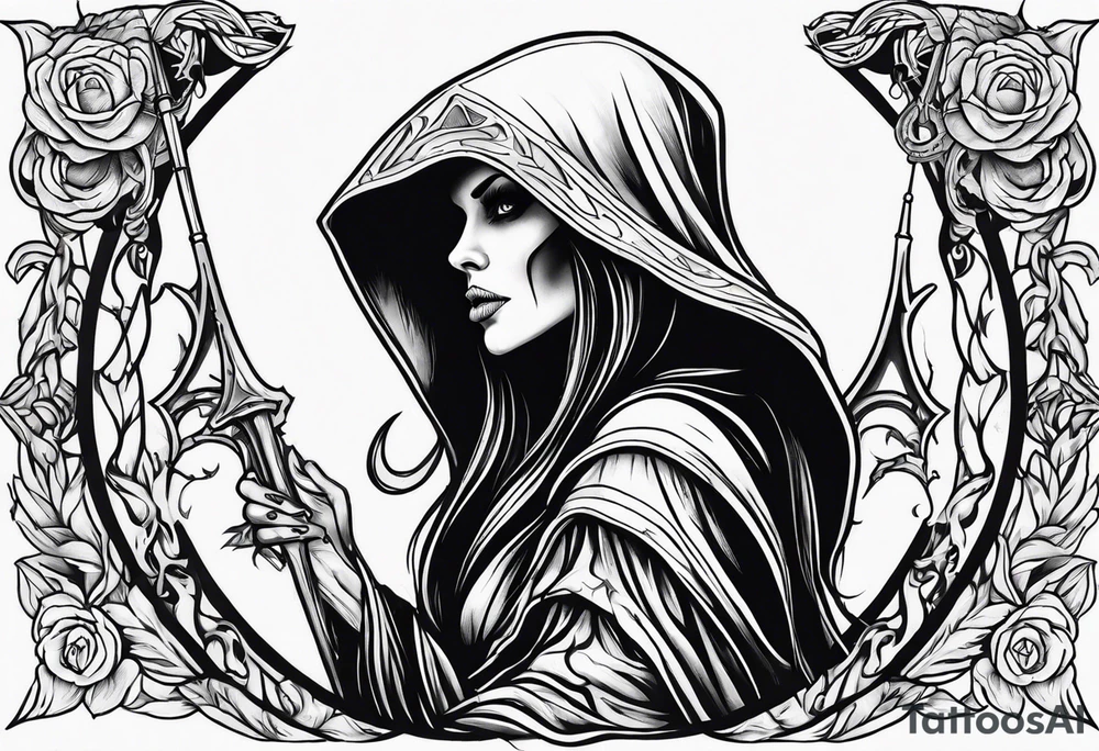 Female grim reaper tattoo idea