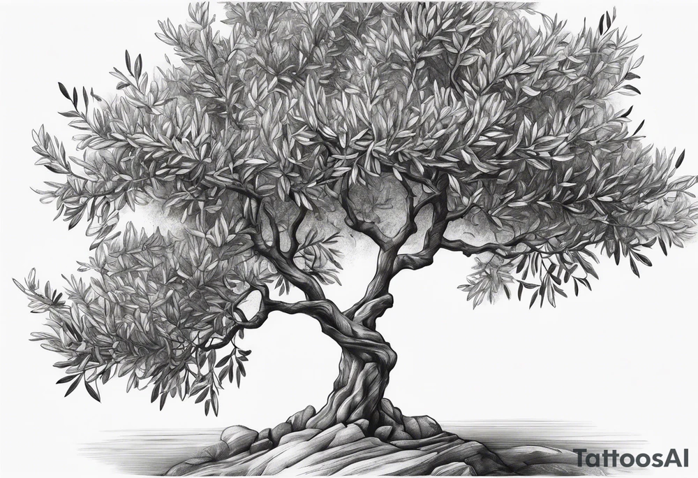 Olive tree leaves floating in the wind tattoo idea
