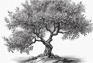 Olive tree leaves floating in the wind tattoo idea