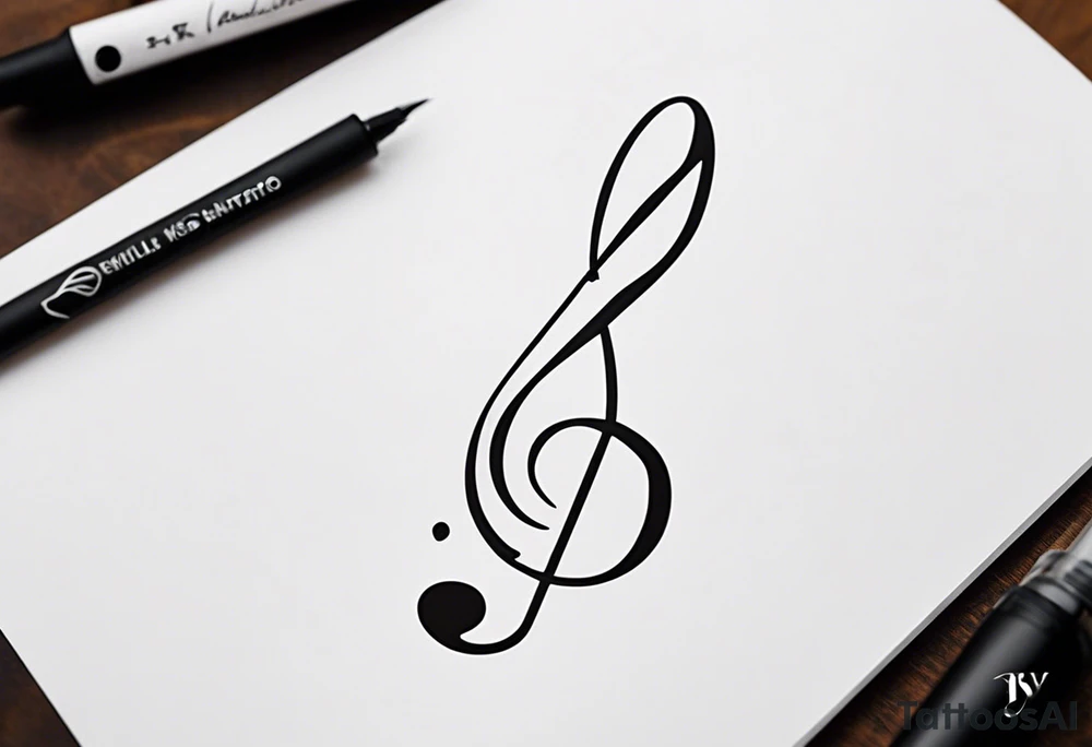 Simple minimalist tattoo in the style of single needle art depicting musical notes in the shape of letters “l” and “r” tattoo idea