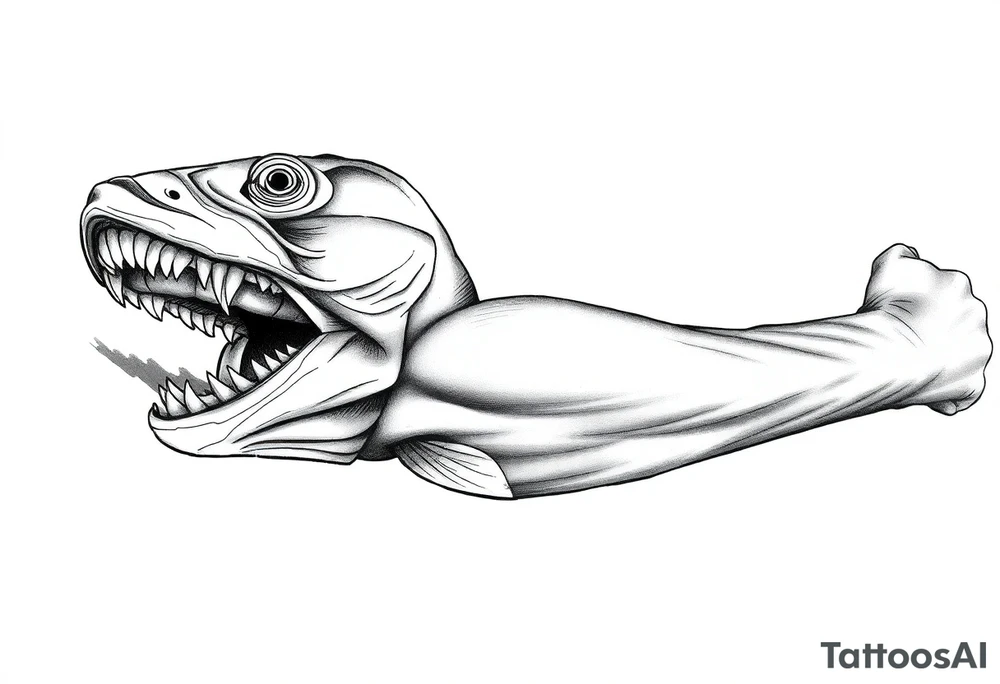 Fish mouth around my arm tattoo idea