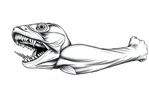 Fish mouth around my arm tattoo idea