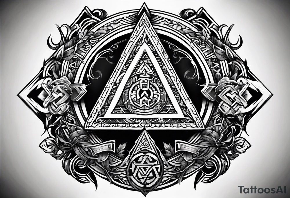 Valhalla valknut sword axe shield tattoo idea