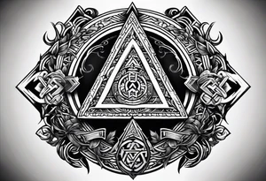 Valhalla valknut sword axe shield tattoo idea