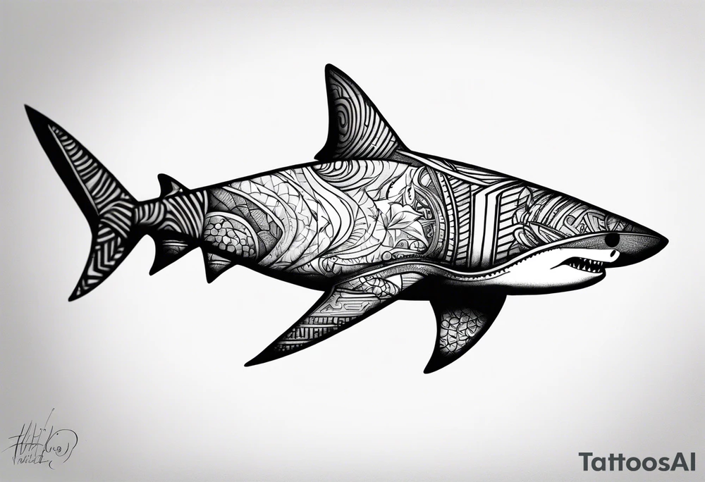 a shark blackwork tattoo for my calf tattoo idea