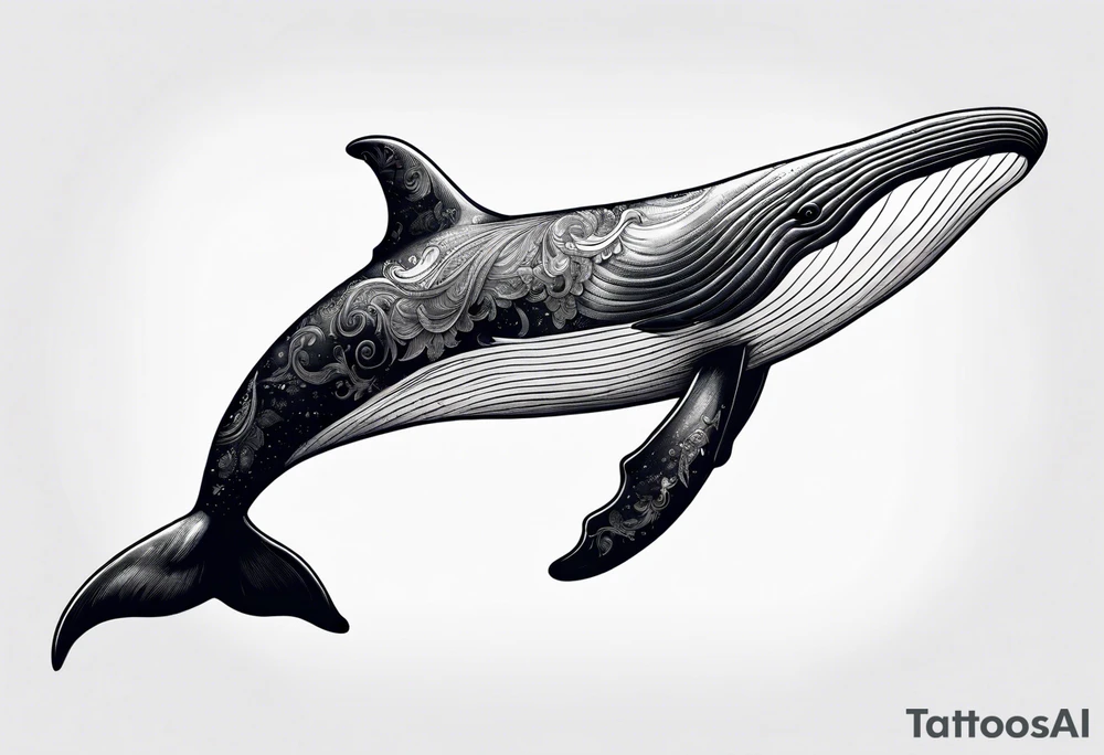 whale's tail sticking out of ocean tattoo idea