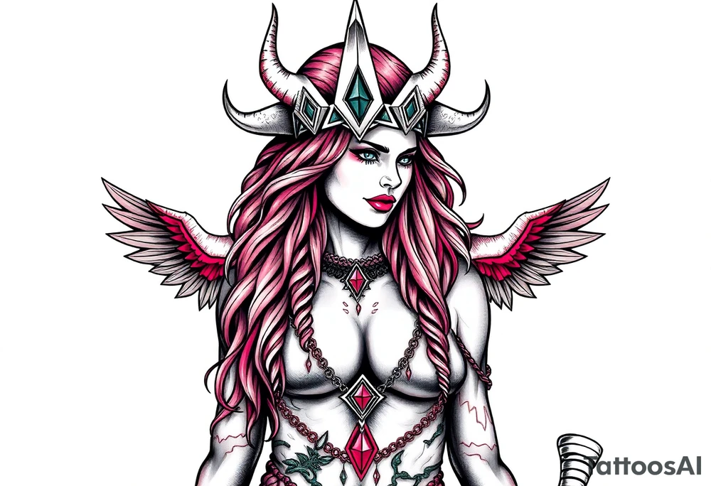 Viking goddess sexy full body tattoo idea