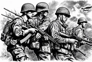 World war 2 British soldiers action tattoo idea