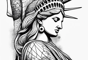 Statue of Liberty handcuffed in a wheelchair tattoo idea