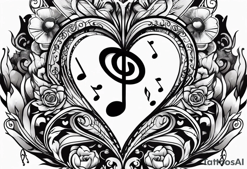 heart with music tattoo idea