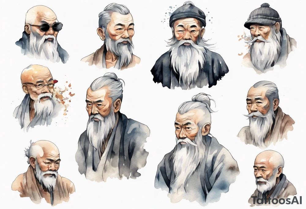a solitary man with a grey beard tattoo idea