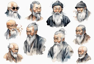 a solitary man with a grey beard tattoo idea