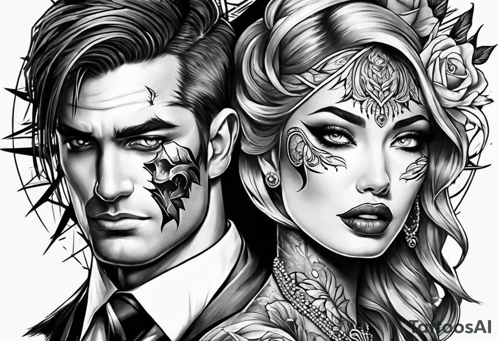 Two face tattoo tattoo idea